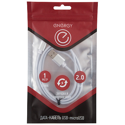 Кабель Energy ET-01 USB/MicroUSB, цвет - серебро